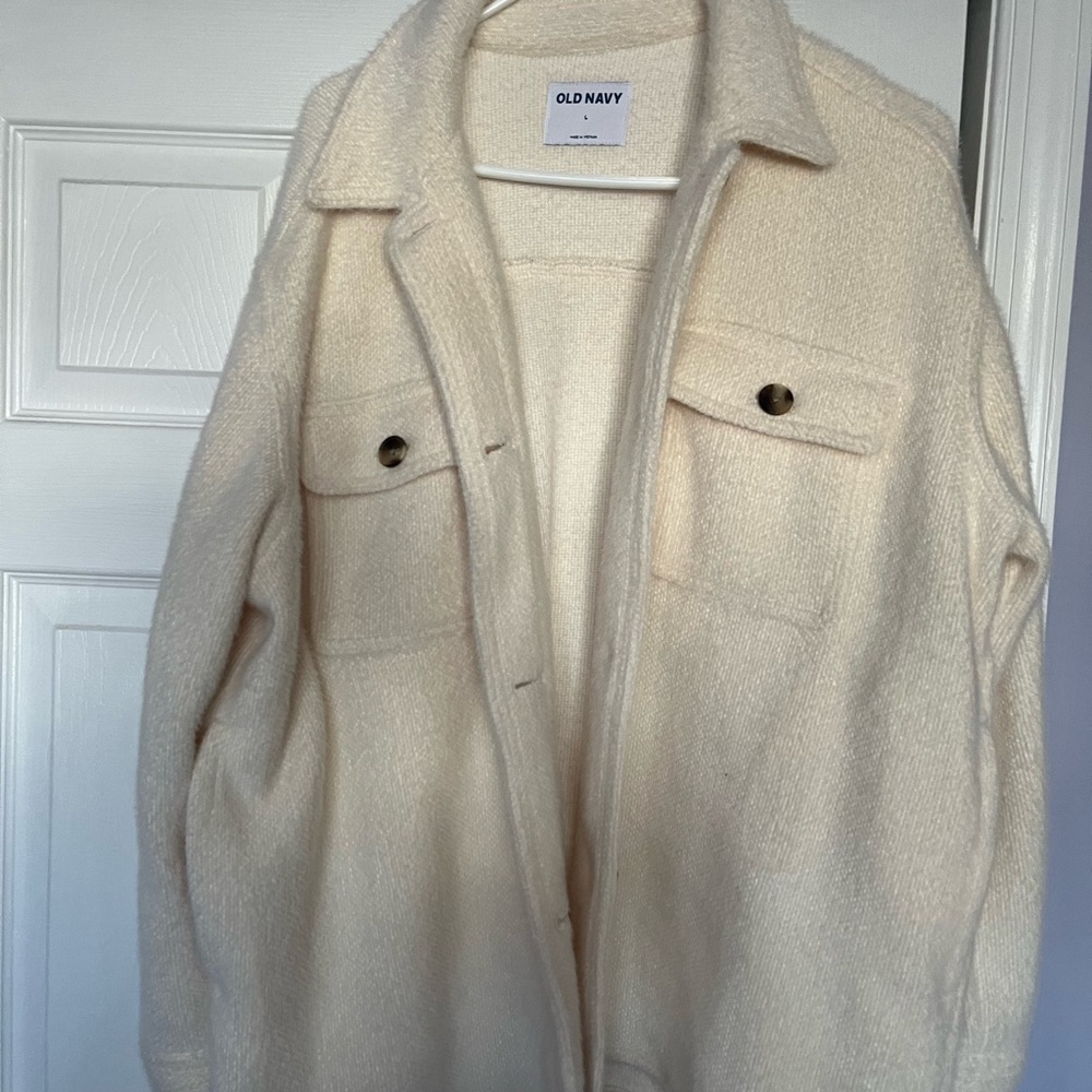 White Eyelash Boyfriend Shacket
